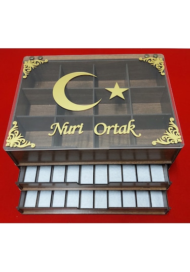 3 Katlı Kırılmaz Cam Kapaklı Tesbih Saat Ve Takı Dolabı