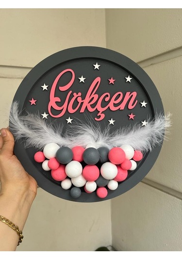 Balonlu Bubble Bebek-Çocuk Odası Kapı ve Duvar Dekorasyonu Ahşap