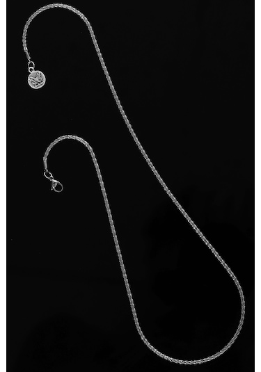 Labalaba Erkek İnce Burgu Zincir Çelik Kolye Gümüş