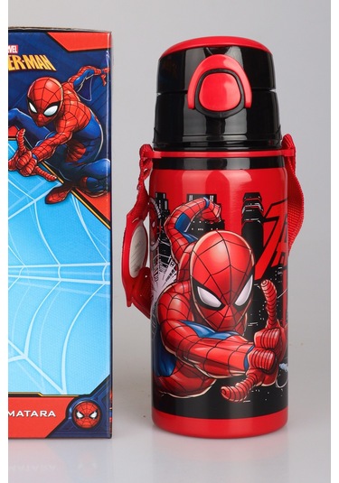 "dekomus Cep Defteri Hediyeli" Yeni Sezon Lisanslı Spıderman 500 Ml Çelik Termos Kırmızı