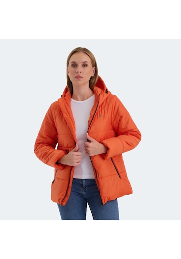 Slazenger CALLU Kadın Kapüşonlu Şişme Turuncu Mont & Kaban