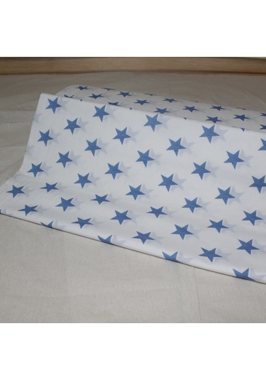 Pamuklu Nevresimlik Kumaş 100 240 Cm Mavi Yıldız Desenli Metrelik Çarşaf Yastık Ev Tekstil Kumaşı Mavi