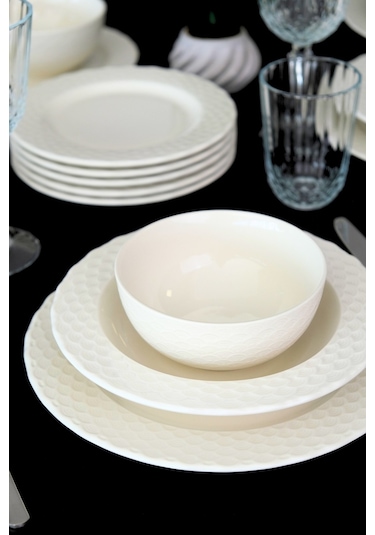 Porser Costa Transparan Yemek Takımı 6 Kişilik 24 Parça Cos24yk Krem