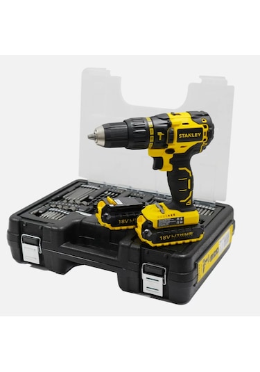 Stanley Li-Ion Çift Akülü Profesyonel Kömürsüz Darbeli Matkap SBH20D2K + 100 Parça Aksesuar Seti
