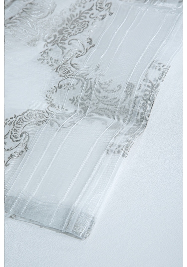 Laura Brode Tül Perde Gümüş 300x280 Gümüş-Beyaz