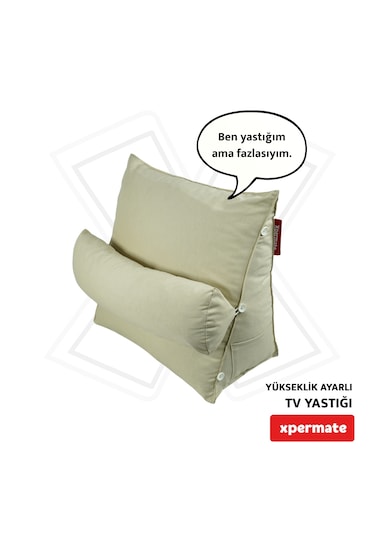 Xpermate Yükseklik Ayarlı Tv Yastığı Bel Destek Yastığı Bej