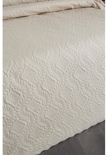 Ultrasonik Kapitoneli Elite Çift Kişilik Yatak Örtüsü Bej Bej