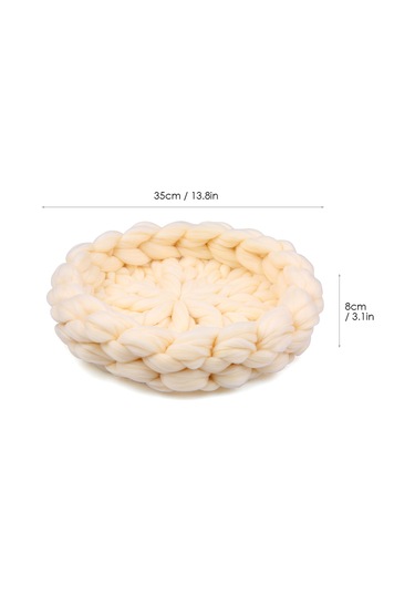 Moveevo Yenidoğan Fotoğraf Paspası Yumuşak Ve Rahat El Dokuması Battaniye 40 5cm Süt Beyazı Beyaz