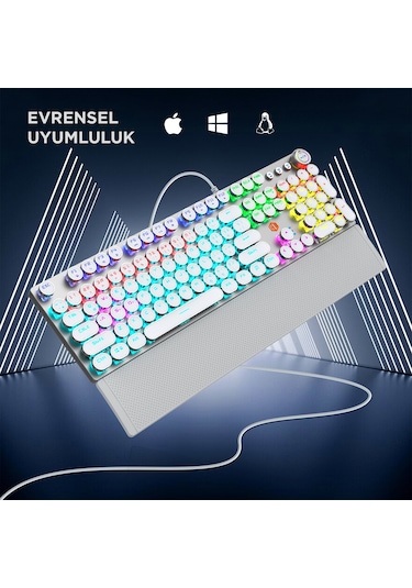 Lecoo KG1102 USB Kablolu Red Switch Makro Tuşlu RGB Mekanik Gaming Türkçe Q Metalik Klavye