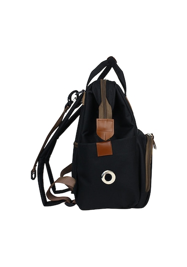 Stylo Monaco Baby Bag Anne Bebek Bakım Sırt Çantası-Beyaz Baskı Siyah