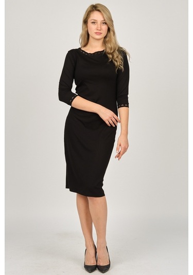 Sistas Kadın Kol Ve Boyun Detaylı Elbise 6690597 Siyah Siyah