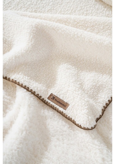 Krem Valencia Sherpa Çift Kişilik Peluş Battaniye Krem