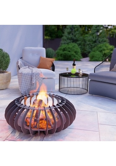 Parıltı Ateş Çukuru Elips Model Bahçeniz İçin Dekoratif Sağlam Siyah