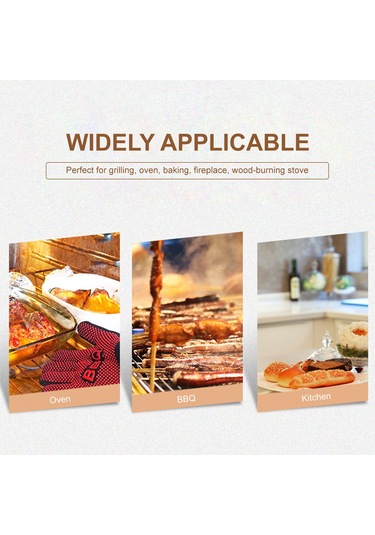 Xindoker Kırmızı 35cm 350 C Isı Dayanıklı Silikon Işılaklı Barbekü Eldiveni - Fırın, Mangal, Pişirme İçin Anti Kayma Isıl Koruma Eldiveni Çok Renkli