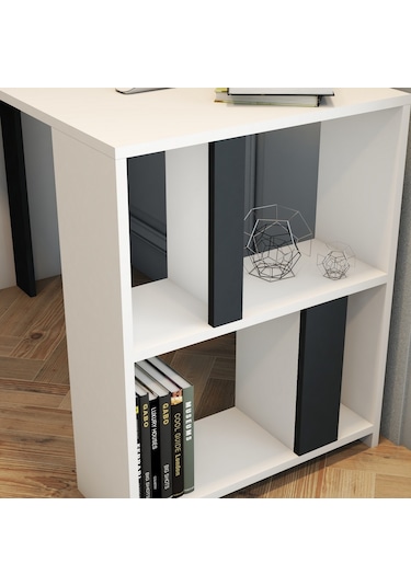 Variant Lima Çalışma Masası Ve Kitaplık Takımı - Beyaz / Antrasit Antrasit - Beyaz
