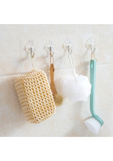 MSO 5 Adet Süper Güçlü Pratik Paslanmaz Kanca Askı Şeffaf