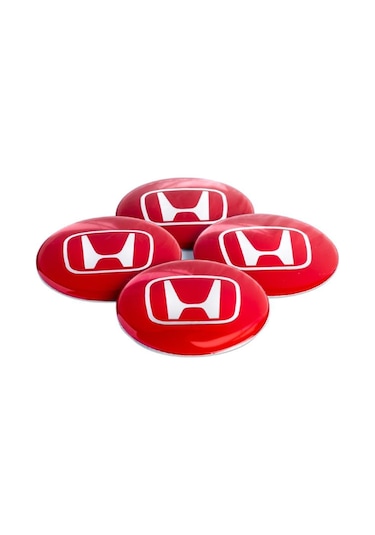 Honda Jant Göbeği Göbek Arması Sticker Kırmızı 4'Lü Set Carmaniak