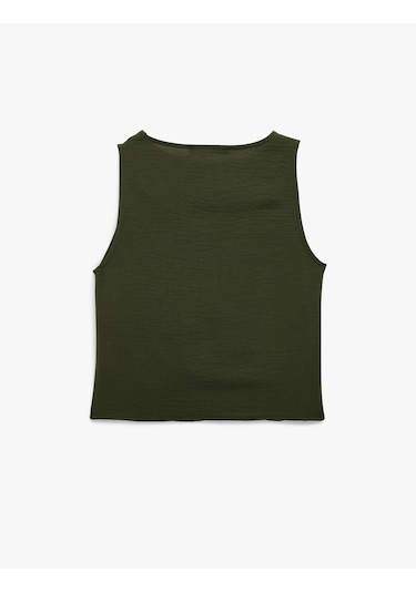 Koton Drape Detaylı Bisiklet Yaka Kolsuz Bluz Haki 6sak30012pw Haki