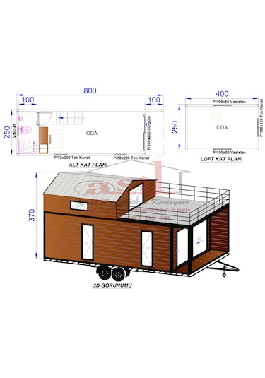 30 M² Loft Kat,balkon, V Çatı, Plaka Ve O2 Belgeli Tiny House