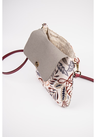 Fabric Craft Bag Omuz Çantası Desenli Kumaş Gri - Beyaz