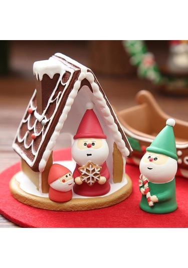 Suntek Yılbaşı Köy Evi Figürü Masaüstü Süsü Şömine 6,5x6,5x7 Cm