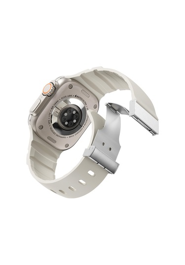Apple Watch Seri 10-11 46mm Kordon 2/3/4/5/6/se/7/8/9 44-45-49mm Kd-145 Metal Tokalı Silikon Kordon