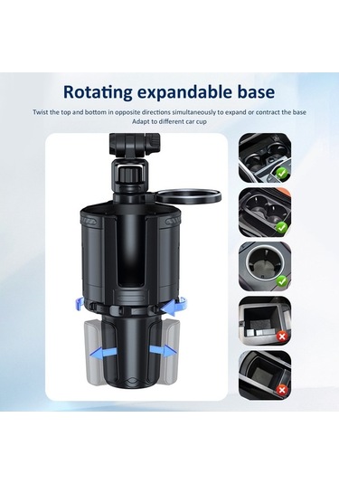Pazly 12v/24v Araba Bardak Tutucu Fanlı - 3 Hızlı Ayarlanabilir Led Işıklı Genişleyici Taban Bardaklık