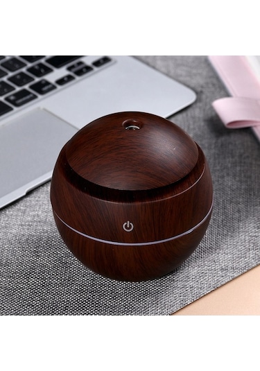 Novahub Ahşap Dokulu Mantar Nemlendirici & Aromaterapi Cihazı - Usb Şarjlı, 130ml Kapasite, Kahverengi/kahve, 100x100x95mm