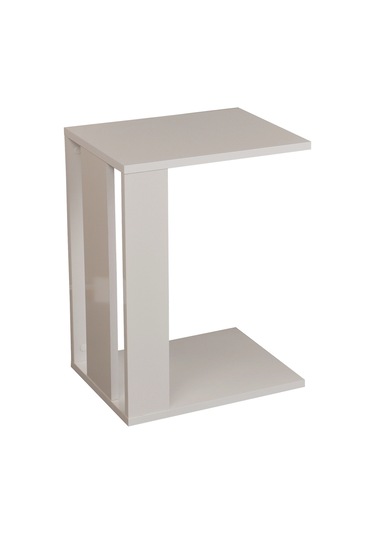 Single C Beyaz Yan Servis Sehpa / Tekerlekli Laptop Sehpası