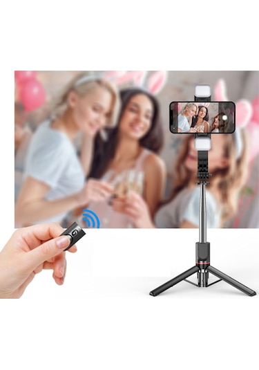L13D Uzaktan Kumandalı Işıklı Tripod Selfie Çubuğu
