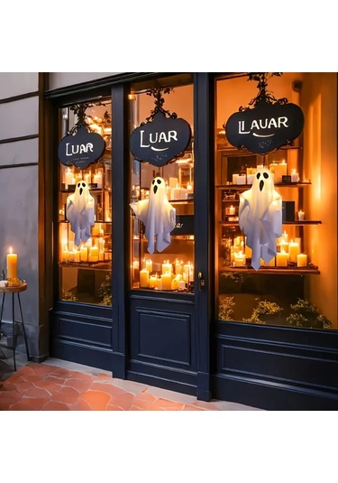 Elmpaly 3 Adet Beyaz Hayalet Led Askılık Cadılar Bayramı Dekorasyonu Bahçe Kapı Ağaç Süsü Ayarlanabilir Işık Kolu Dıy Hediyelik Altın