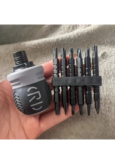 Dashanshop Siyah 7li Çok Amaçlı Teleskobik Tornavida Seti Tork Phillips Uç Değişebilir Diğer