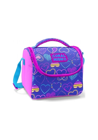 Coral High Kız Çocuk Pembe Lavanta Kalpli Okul Beslenme Çantası