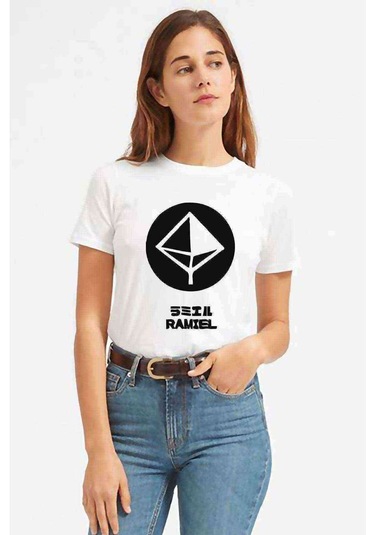 Evangelion Ramıel Baskılı Beyaz Kadın Tshirt