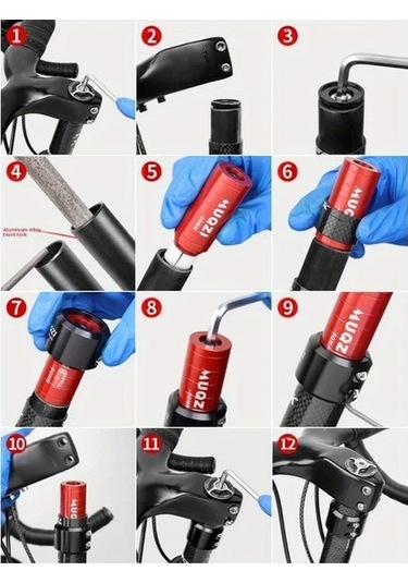 Xuweiwei Kırmızı 28.6" Alüminyum Gidon Yükseltici - Ayarlanabilir Anti-kaymalı Bisiklet Aksesuarı