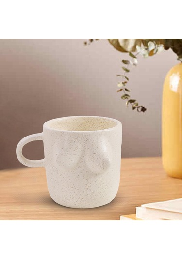 Suntek Kadın Vücut Sanatı Seramik Su Bardağı 300ml Ev Bej Bej