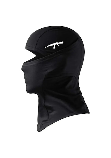 Flex Siyah Balaklava Ak 47 Reflektörlü Kar Maske Kask Motor Drill Ünisex Motor