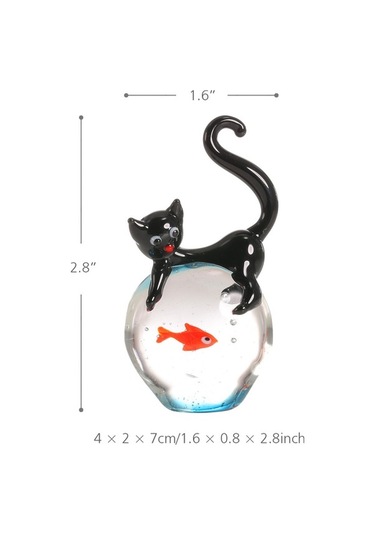 Xianwen Geeroyoo "el Yapımı Cam Heykel: Meraklı Kedi Ve Renkli