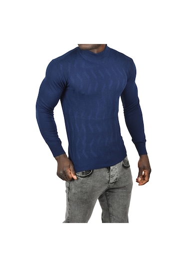 Deepsea Erkek Lacivert Dar Kesim Yarım Balıkçı Yaka Desenli Triko Yarım Boğazlı Kazak 2505505 Lacivert Deepsea Erkek Lacivert Dar Kesim Yarım Balıkçı Yaka Desenli Triko Yarım Boğazlı Kazak 2505505 Lacivert