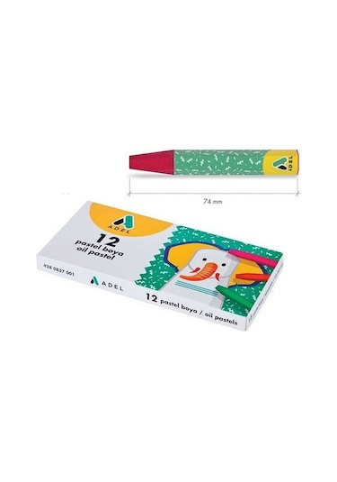 Adel Karton Kutulu Yağlı Pastel Boya 12 Renk