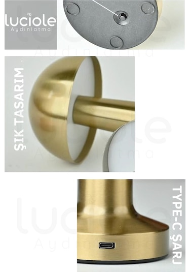 Ct-8429 Mantar Gold Şarjlı Dokunmatik 3 Renk Ayarlanabilir Masa Lambası Diğer