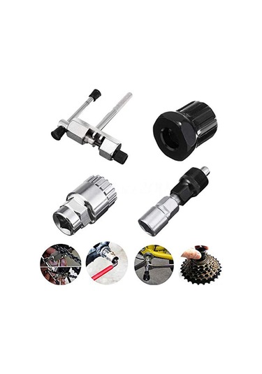 Kosona Bisiklet Tamir Aleti Seti - Zincir Kesici, Zincir Çıkarıcı, Bracket Çıkarıcı, Freewheel Cassette Ve Krank Çıkarıcı Araçları 5 Parça Çok Renkli