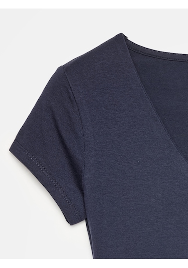 Dilvin 32840 V Yaka Basic T-shirt-lacivert