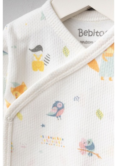 Bebitof Sevimli Tilki Ve Ayıcık Desenli 10 Parça Kutulu Yenidoğan Hastane Çıkışı Zıbın Seti Ekru