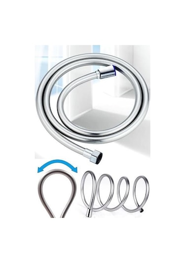 5 Fonksiyonlu  Yüksek Basınçlı Ayarlanabilir Pvc Banyo Duş Hortumu Dayanıklı Duş Başlığı Seti Krom Gümüş