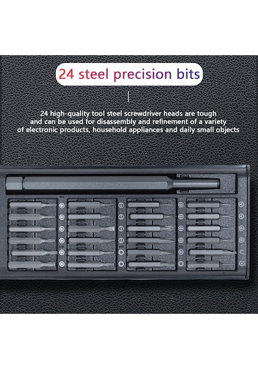 Profesyonel Taşınabilir Hassas Manyetik Tornavida Seti 24 Parça