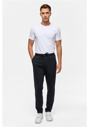 Lacivert Slim Armürlü Jogger Pantolon Lacivert