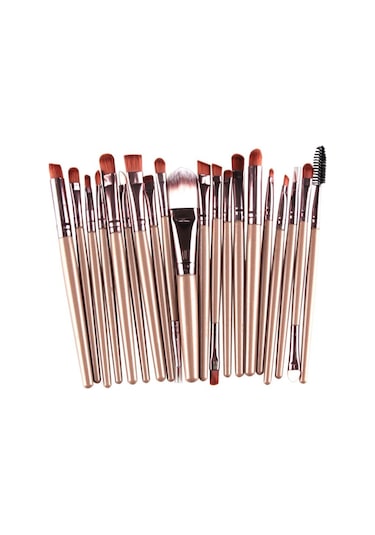 20 Parça Makyaj Fırça Seti  ( Kahverengi )