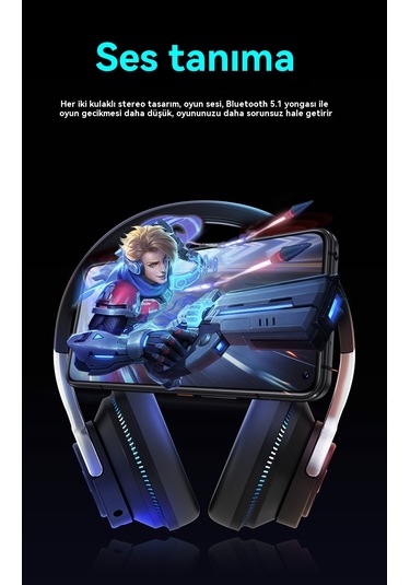 Parlayan Kafa Bluetooth Kulaklık Kablosuz Oyun Her Şey Dahil Kedi Kulak Kulaklık Red