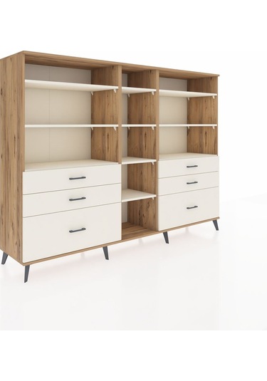 Hyperion Dolap 10 Raflı 6 Çekmeceli 220x44x163 Çam-aytaşı Çam-aytaşı